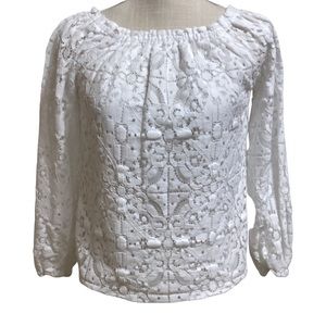 WHBM Faux Lace White Top | Size XS